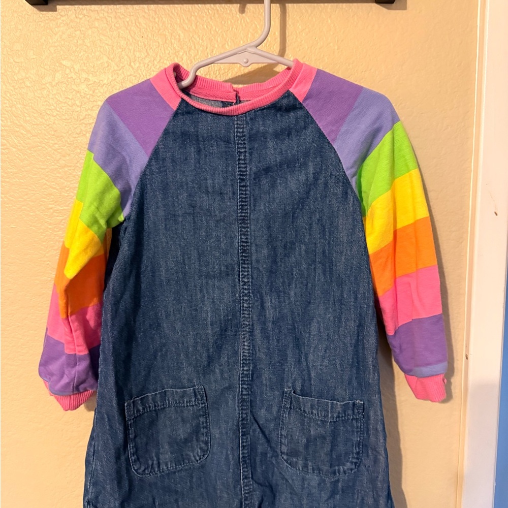 Next Denim Dress with Colorful Sleeves